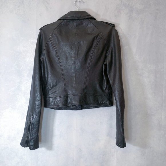 BEBE Genuine Leather Moto Style Jacket Black Size S - Picture 12 of 16